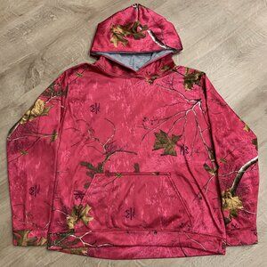 RealTree Pink Camo Camouflage Women's Juniors Teens Large L Hoodie Sweatshirt